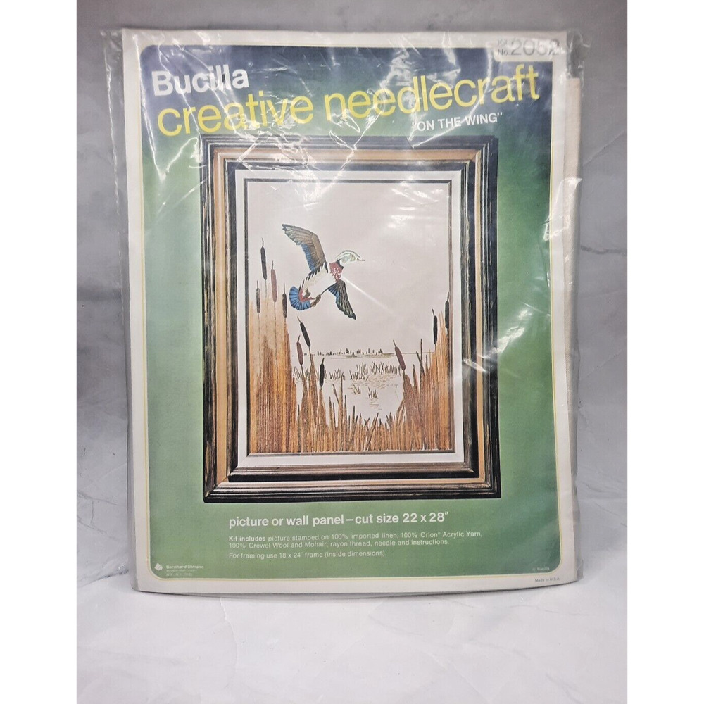 Vintage Bucilla Creative Needlecraft Kit On The Wing Picture Duck